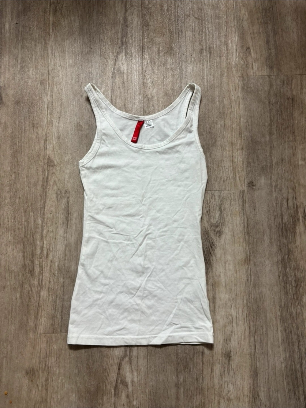 White Scoop Neck Fitted Tank Top Size Small Minimalist Basic